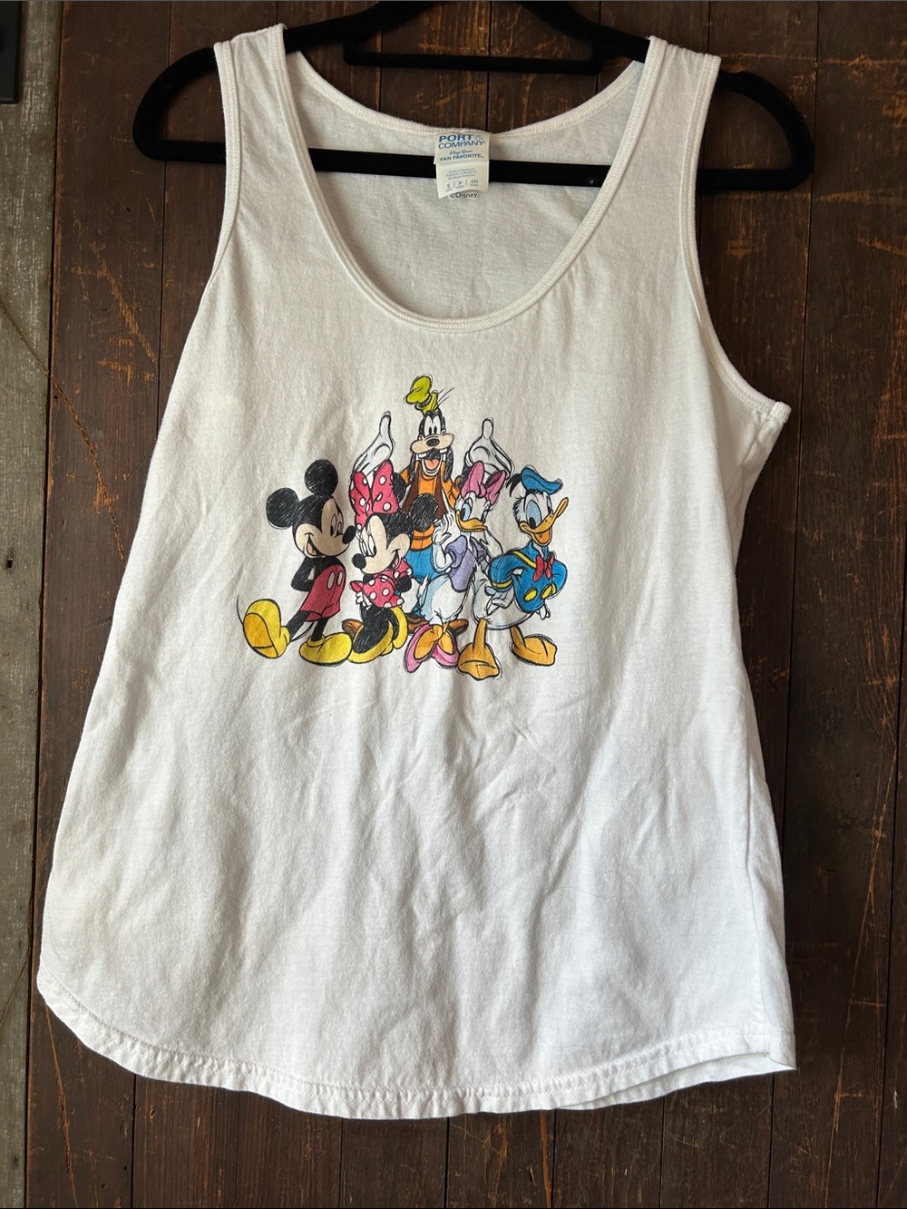 Disney White Tank Top with Multicolor Classic Character Print